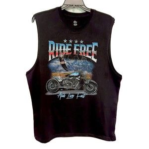 Ride Free  Men’s Sz XL Black Cotton Sleeveless Biker T-Shirt Tank Top Eagle USA
